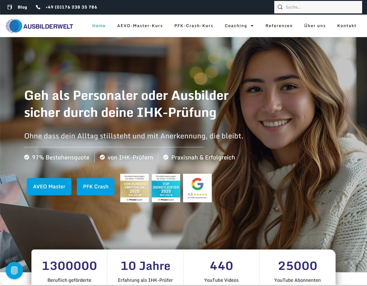 Moderne Webdesign für die Website Ausbilderwelt